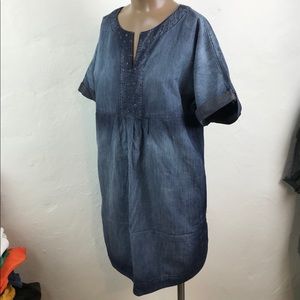 VAC Stone Washed BLUE Denim CHAMBRAY Tunic TOP  S